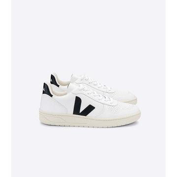 Veja V-10 LEATHER Men's Sneakers White/Black | CA 337FDN